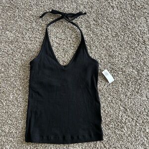 NWT Old Navy black ribbed halter top size small
